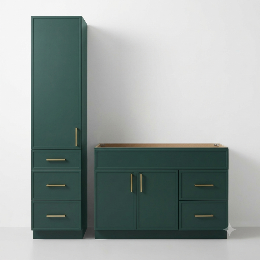 42-inch solidwood vanity and matching tower